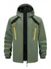 Chaqueta ligera de otoño para hombre, chaqueta con capucha de estampado a rayas diagonales color-blocking de moda, cortavientos deportivo para exteriores de corte holgado