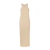 Sumei Hui 2026 Primavera/Verão Novo Vestido de Malha Costela Nórdico Longo Slim Fit Sem Mangas