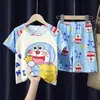Pijama para Niños y Niñas Verano Manga Corta Ropa de Aire Acondicionado para Niños Delgada Dibujos Animados Talla Mediana Niños Grandes y Bebé Traje de Ropa para el Hogar