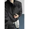 Chaqueta morada para exteriores con cuello alto para hombre, chaqueta de béisbol de otoño de corte holgado, top funcional, cortavientos corto para hombre