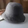 Gorro de Piel Sintética de Visón para Mujer, Engrosado y Cálido para Otoño e Invierno, Gorro de Pescador, Gorro Cálido Suave y Esponjoso con Protección para las Orejas