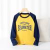 Camiseta Infantil de Manga Longa Estilo Coreano para Primavera e Outono, Blusa Raglan de Algodão e Caxemira para Crianças de Tamanho Médio e Grande, Estilo Igual ao Elefante Pequeno Ham para Meninos