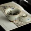 Cuenco de cerámica de bambú pintado a mano Moji, juego de té de kung fu, cuenco de té pequeño de barro antiguo con base alta para literatura.