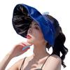 Sombrero de Sol de Vinilo para Mujer, Parasol de Exterior con Ala Ancha, Sombrero de Copa Abierta para Vacaciones en la Playa, Viajes, Diadema con Elementos de Concha, Sombrero de Copa Abierta