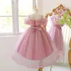 Nuevo Vestido de Niña de Amazon con Cola Larga, Vestido Infantil de Tirantes Abullonado Cola de Golondrina, Vestido de Pasarela para Niña Pequeña
