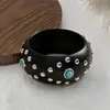 Pulsera de madera floral con incrustaciones de resina transfronteriza europea y americana, pulsera de estilo festivo, lujo ligero con sensación de alta gama, joyería versátil al por mayor