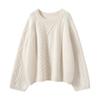 100% Caxemira Pura Feminino Gola Redonda Borda Rebatida Trançado Solto Moda Versátil Malha de Caxemira Outono e Inverno Nova Malharia