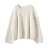 Suéter de Cashmere para Mulheres 100% Cashmere Puro Outono e Inverno Novo Estilo Borda Enrolada Casual Versátil Solto Gola Redonda Pulôver Suéter de Tricô