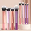 Especial transfronterizo para traje de 8 brochas de maquillaje de mango largo multicolor súper suaves para polvos, rubor, sombras de ojos para principiantes