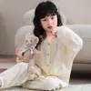 Pijama Familiar de Algodón Puro con Dibujos Animados, Cuello Redondo, para Niñas y Niños, Temporada de Primavera y Otoño, Lindo Conjunto de Dos Piezas de Ropa para el Hogar de Manga Larga para Niñas