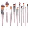 10 Juegos de Brochas de Maquillaje Color Champagne, Herramientas de Belleza Multifuncionales, Brocha para Polvos de Cerdas Suaves, Brocha para Rubor y Sombra de Ojos, Brocha para Base