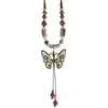 Collar Bohemio Estilo Retro Collar con Colgante de Mariposa de Cerámica Estilo Hong Kong Collar Nuevo Estilo Étnico para Mujer Estilo Largo