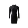 Vestido negro sexy de media cremallera, nuevo estilo otoño e invierno, vestido ajustado adelgazante para mujeres petite, vestido de peso pesado