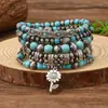 Pulseras deabalorios turquesa de estilo étnico transfronterizo para hombres y mujeres, pulseras personalizadas de múltiples capas entrelazadas, al por mayor