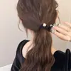 Anel de cabelo pequeno de moda versátil, elástico preto para rabo de cavalo, corda de cabelo de pérola de alta qualidade para mulheres