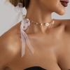 Joia de Comércio Exterior Europeia e Americana Colar com Laço de Fita para Vestido de Noiva Luxuoso Elegante Requintado Colar Versátil