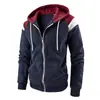 Sudadera con capucha y cremallera para hombre 2024, diseño color block primavera/otoño, forro polar, chaqueta abierta, estilo workwear