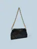 Bolsa Cuadrada de Perlas Tejida a Mano Pura Moda Nicho Negra Nueva 24 Otoño Bolso Pequeño Cuadrado de Hombro Personalizado