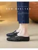 Sandalias de Piel de Oveja Estilo Francés Nuevas que Aumentan la Altura, de Punta Cerrada para Mujer, con Malla Tejida Transpirable, de una Sola Tira, Mules de Punta Cuadrada, Nuevo Estilo