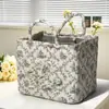 Cesta de Almacenamiento de Tela Estilo Hogareño Pastoral Coreano Transfronteriza para Ropa y Artículos Varios, Patrón Floral con Asa para Almacenamiento de Ropa Interior