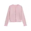 Atacado Comércio Exterior Transfronteiriço Europeu e Americano Roupas Femininas Primavera e Outono 2025 Jaqueta Suéter de Tricô Decorativa em Camadas de Manga Longa para Mulheres G82582