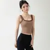 Top Esportivo Color Block Falso Duas Peças Costas Bonitas para Mulheres Com Bojo Integrado Fixo Anti-Exposição Corrida Fitness Yoga