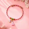Festival del Bote del Dragón Serie Rosa Cuerda Colorida Pulsera de Dibujos Animados para Niños Candado de Longevidad Borla Cuerda Pequeña de Zongzi Pulsera para Niñas
