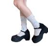 Calcetines de mujer estilo coreano con lazo y encaje apilables para primavera y verano