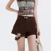 Holgados Lavados Fáciles de Combinar de Cintura Alta Adelgazantes Prendas Exteriores Pantalones Cortos Calientes Elegantes Cubren Caderas Hacen Ver Más Alto Versátiles Shorts de Mezclilla Cargo