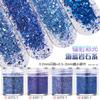 Paquete mixto de polvo brillante de diamante de alto destello: Polvo láser degradado para uñas con purpurina ultrafina + lentejuelas pequeñas de 1 mm, azul oscuro 4-650