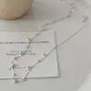 Colar Flor de Citrino com Design de Estilo Nacional, Cristal Tubo de Prata em Emenda, Corrente para Clavícula para Camadas, para Mulheres