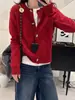 Cardigan de Caxemira Outono Inverno 2026 Feminino Malha Trançada Estilo Europeu Curto Padrão Torcido Suéter de Caxemira Tricô Casaco de Lã Feminino