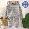 Conjunto de Ropa de Otoño para Niños de Lana y Seda de Morera, Ropa Interior Térmica de Primavera y Otoño para Niños y Niñas, Ropa de Casa Cálida para Bebés, Ropa para Niños