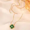 Collar de Acero de Titanio Trébol de Cuatro Hojas con Diamante Cadena Versátil para Clavícula Joyería con Colgante de Trébol de Doble Cara Venta Directa del Fabricante