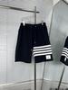 Shorts Casuais Masculinos de Alta Qualidade, Novo Estilo Verão, com Quatro Listras e Cordão, Feito de Piquet 100% Algodão