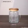 Pote de Vidro com Padrão Embossado Espesso Recipiente para Armazenamento de Cereais na Cozinha Estilo Corda de Cânhamo Garrafa para Armazenamento de Lanches Flores Chá Produtos Secos