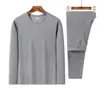 Conjunto de Ropa Interior Térmica de Felpa de Doble Cara para Hombres en Invierno, Cálido, para Personas de Mediana Edad y Mayores, Autocalentable, Ropa de Casa, Capa Base, Ropa y Pantalones de Otoño