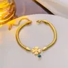 Nueva Moda Cadena Hueso de Serpiente Acero de Titanio Flor de Cuatro Hojas Pulsera Pulsera para Mujer Sencilla Celebridad Cibernética Ojos de Diablo Acero Inoxidable