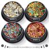 Pó glitter + lantejoulas pequenas misturadas + filamento em tiras de cebola joia para unha conjunto misto esmalte de unha material epóxi