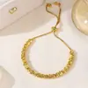 Pulseira de cordão com contas de melancia de ouro de areia tradicional transfronteiriça, corrente de contas banhada a ouro ajustável, versátil e elegante, pulseira de contas que traz sorte
