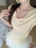 Estilo Coreano Chica Sexy Cuello Collar Camiseta de Manga Corta para Mujer Verano Nuevo Diseño Ajustado Deseo Puro Top Hermoso