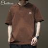 Camiseta de Algodão Pesado de Manga Curta para Verão Masculina e Feminina Solta Versátil Simples Estilo BF Casual Estilo Hong Kong Moda Casal Top