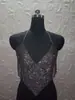 Chaleco de Pedrería AYJ Europeo y Americano Ebay Sexy Club Nocturno Cadena Metálica Brillante de Pedrería Cuello Halter Chaleco Patchwork para Mujeres Y