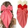 Pinza para el pelo grande de clip de resorte con lazo de satén popular transfronterizo, pasador de color sólido para mujeres, accesorios para el cabello