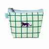 Bolsa de maquillaje rayada con temática de animales, monedero lindo con cremallera, organizador portátil para artículos pequeños, perfecto para que las mujeres lo lleven consigo.