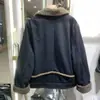 Abrigo de mezclilla grueso de lana de cordero de imitación estilo coreano para mujer 2023 Invierno Lathers Abrigo acolchado de algodón de manga larga con botonadura simple para talla pequeña
