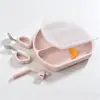 Plato para bebé, charola para comida de bebé, plato dividido de silicona tipo ventosa para autoalimentación, vajilla infantil, plato anticaídas