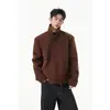 Chaqueta retro estilo americano de ante sintético, unisex, moderna, de corte holgado, minimalista, con un look sofisticado, color liso, casual, estilo boyfriend, y cuenta con un cuello alto