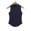 Chaleco Sexy de Estilo Coreano con Medio Cuello Alto Interior, Curvatura en la Cintura, para Mujer, Nuevo de Verano, Ajustado, que Revela el Pecho, sin Mangas, Top Básico