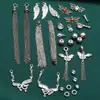 Plata de Ley Mariposa Borla Cuerno Accesorios Deslizantes Vintage Viejo Material de Cuentas Hecho a Mano para Manualidades